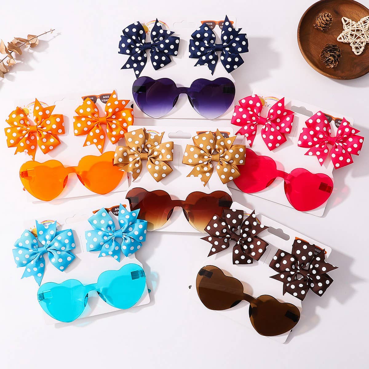 KIDS POLKA DOT GROSGRAIN BOW HAIR CLIP SUNGLASSES_CWAHA6708