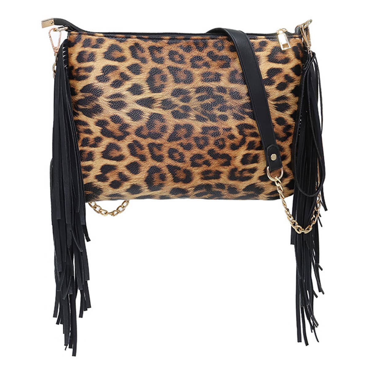 Women Casual Leopard Tassel Shoulder Bag_Cwab0803