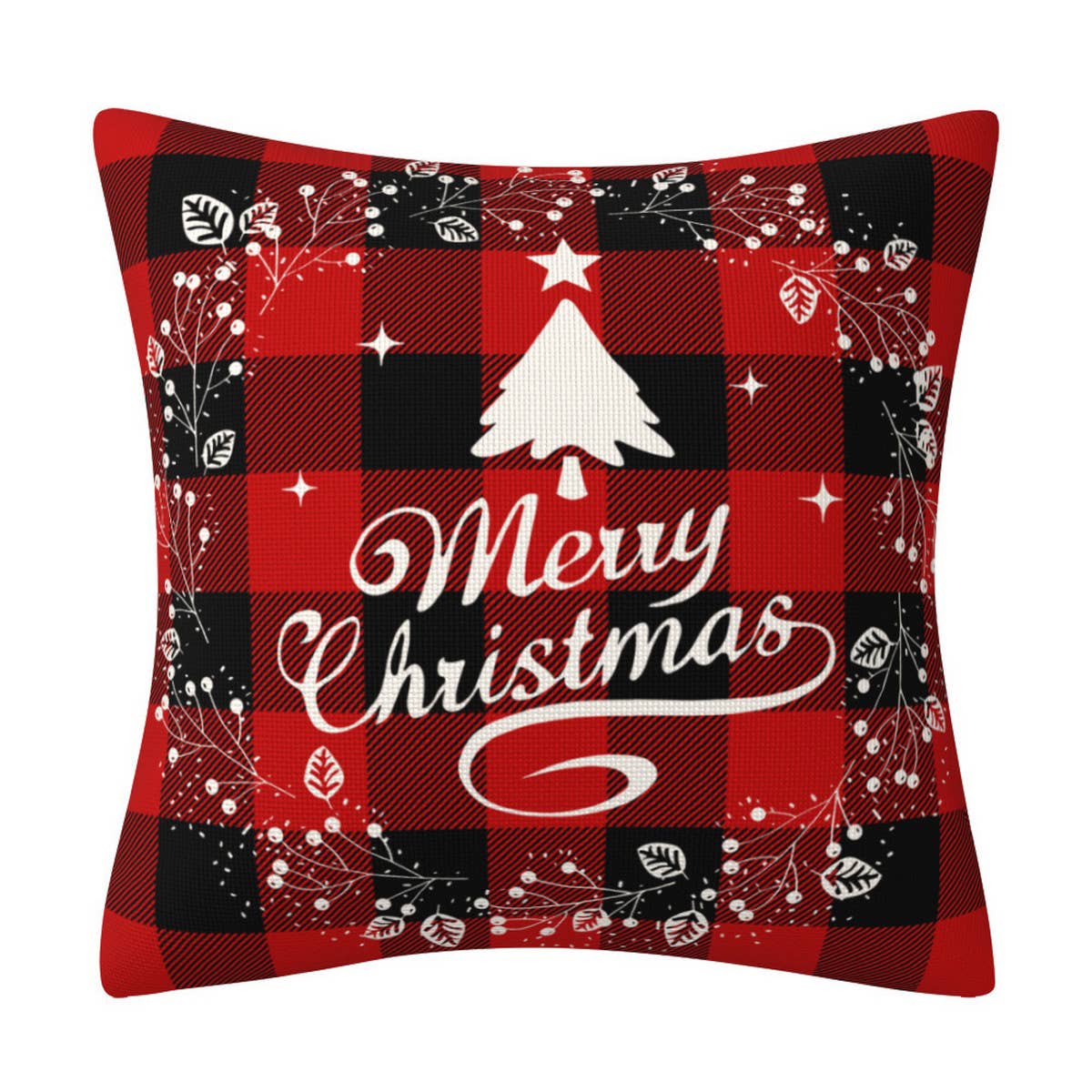 CHRISTMAS FESTIVE RED PLAID SNOWMAN PILLOWCASE_CWMM1386