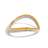 GOLD SILVER WAVE BANGLE IN 18K STAINLESS STEEL_CWAJE4782