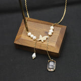 Versatile Retro Butterfly Pearl Necklace For Women