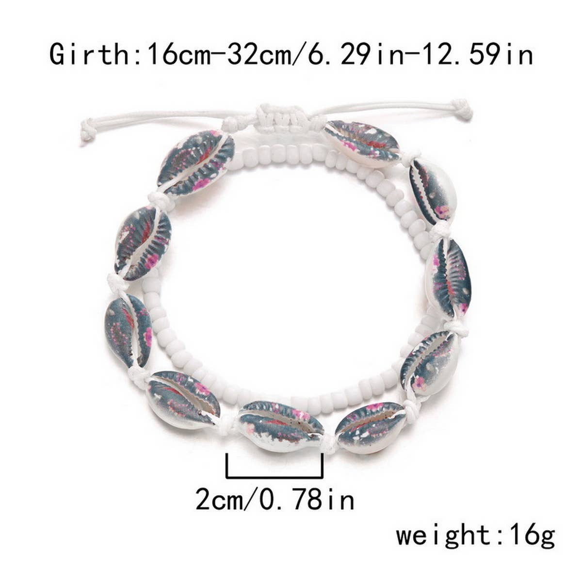 HAND WOVEN BEACH COLORED SHELL RICE BEAD BRACELET_CWAJE2426