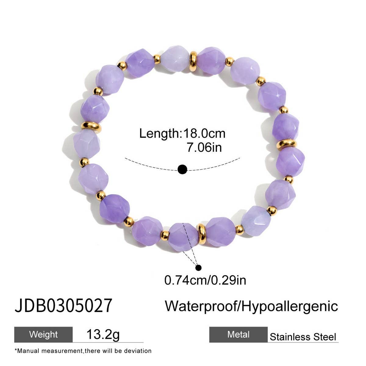 18K GOLD PINK QUARTZ PEARL STEEL BEAD BRACELET_CWAJE4779