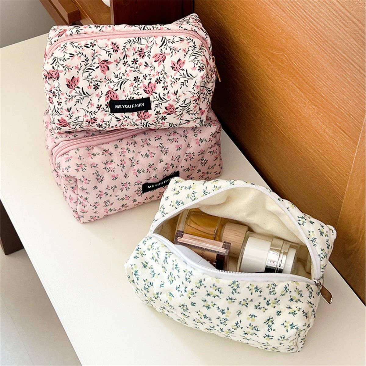 Floral Cotton Makeup Bag Large Travel Hand Pouch_Cuab00721