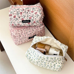 Floral Cotton Makeup Bag Large Travel Hand Pouch_Cuab00721