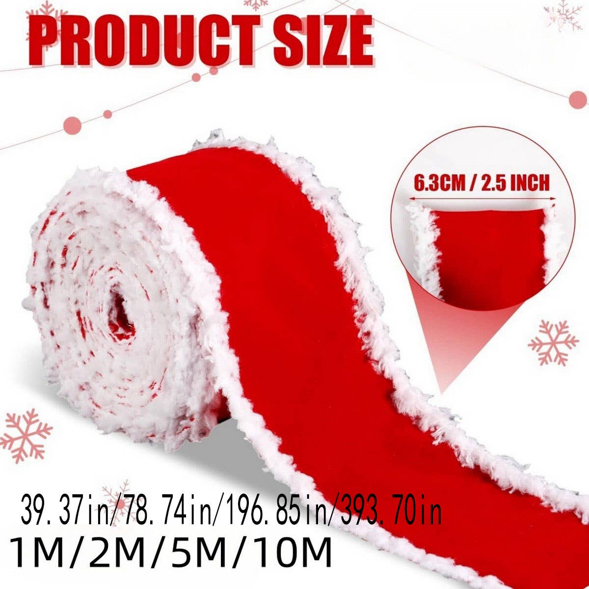 Cwmm10191_Red And White Christmas Bow Ribbon For Gift Diy