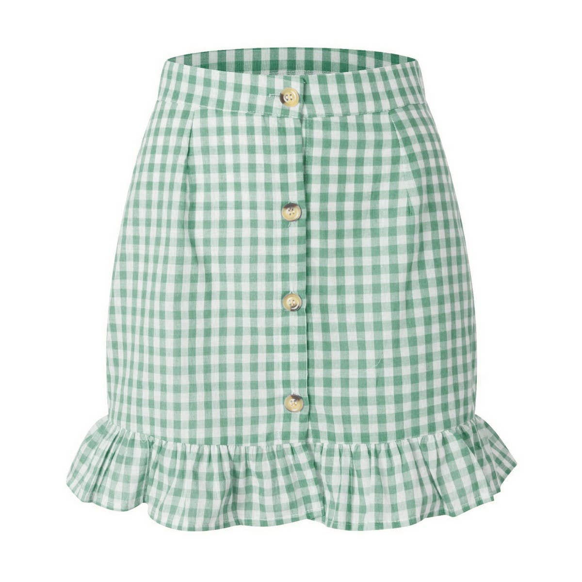 PLAID RUFFLED SHORT SKIRT SMALL FRESH PLAID SKIRT_CWBSS0415