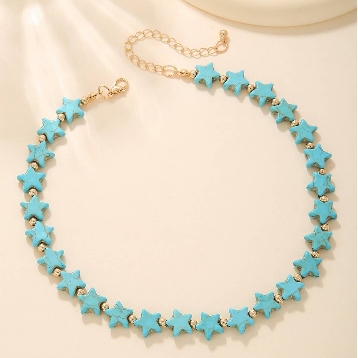 NEW FASHION BEIGE STAR BEADED NECKLACE_CWAJE1570