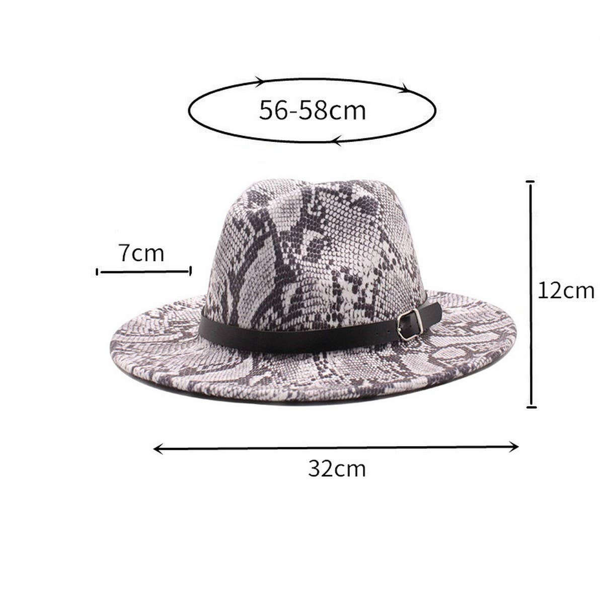 Wool Hat Snake Pattern Flat Brim Felt Hat Jazz Hat_Cwah2589