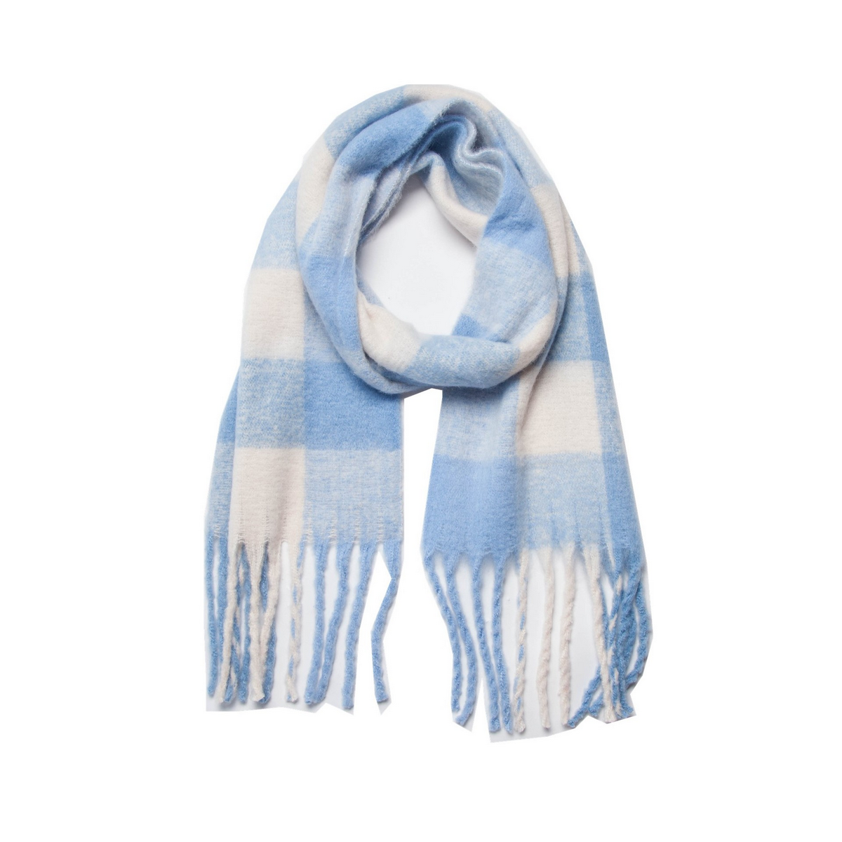 PLAID PATTERN FRINGE TRIM WINTER SCARF_CWASC2691