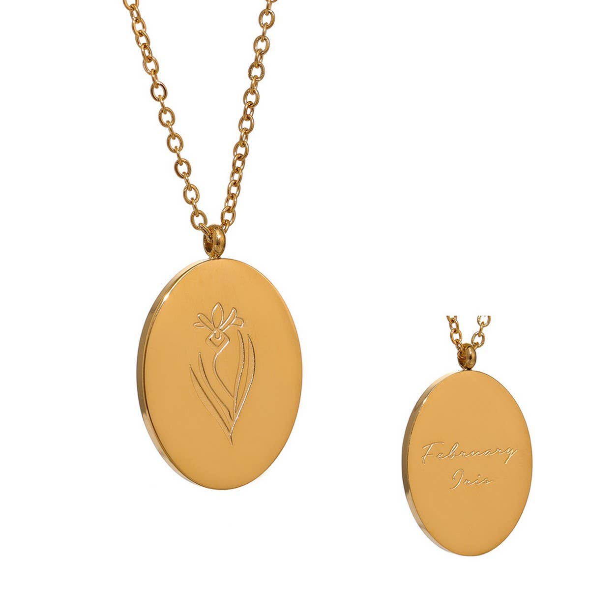 GOLD STAINLESS STEEL DECEMBER FLOWER NECKLACE_CWMM3778