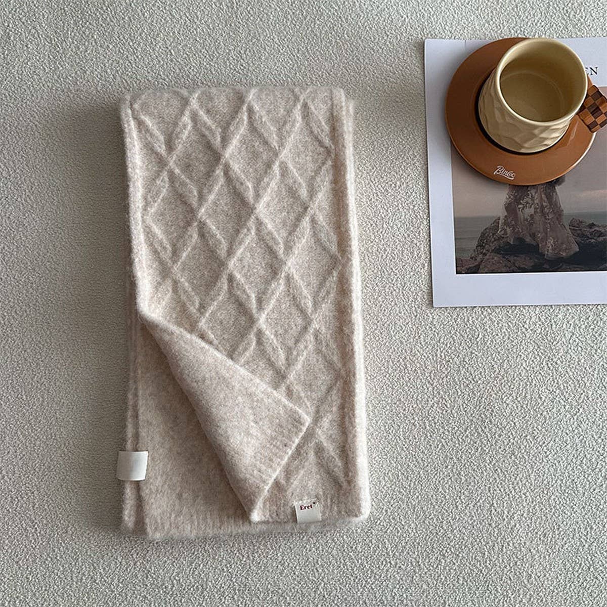 RETRO KNIT SCARF WOOL BLEND REVERSIBLE WRAP_CWASC2355