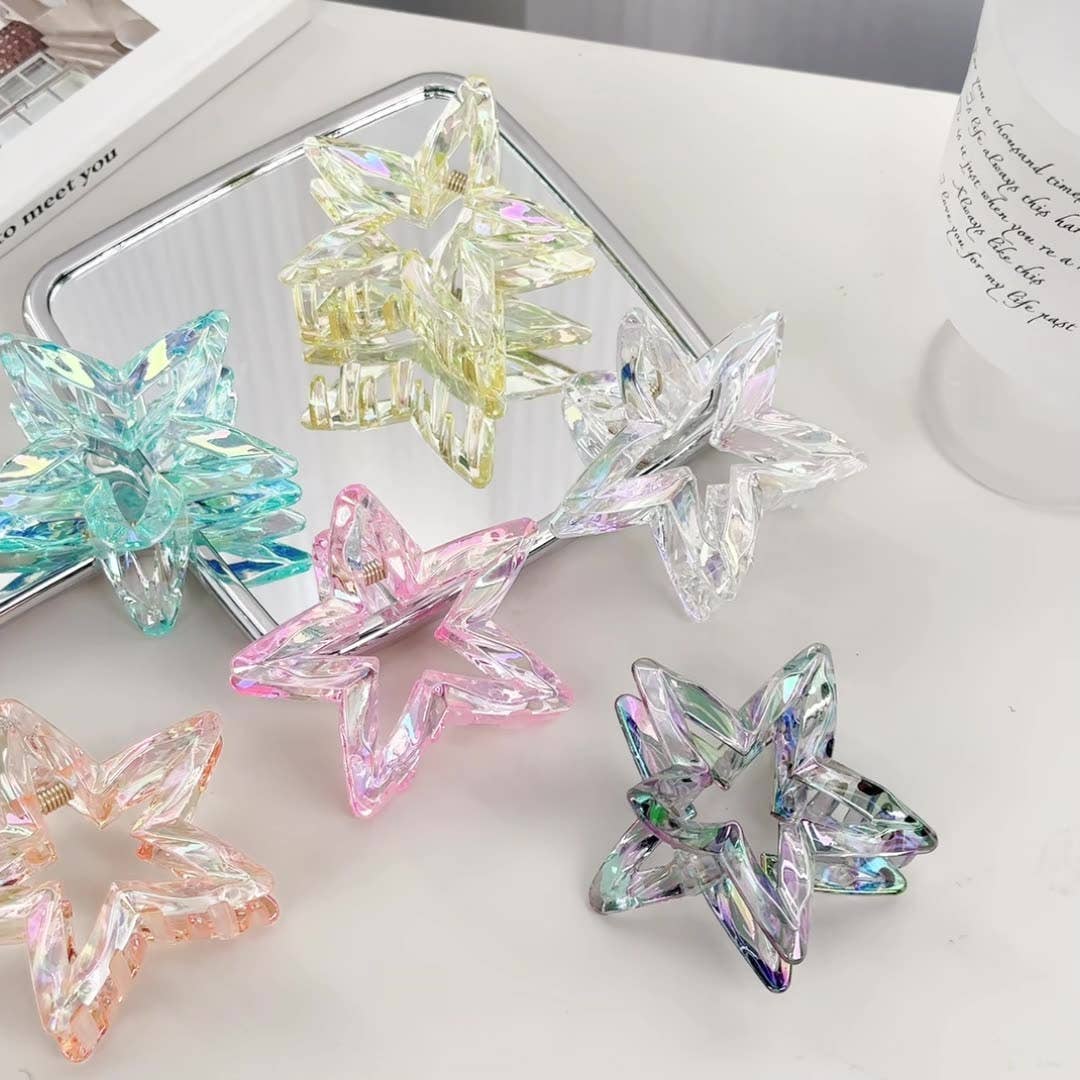 Crystal Candy-Colored Five-Pointed Star Grab Clip