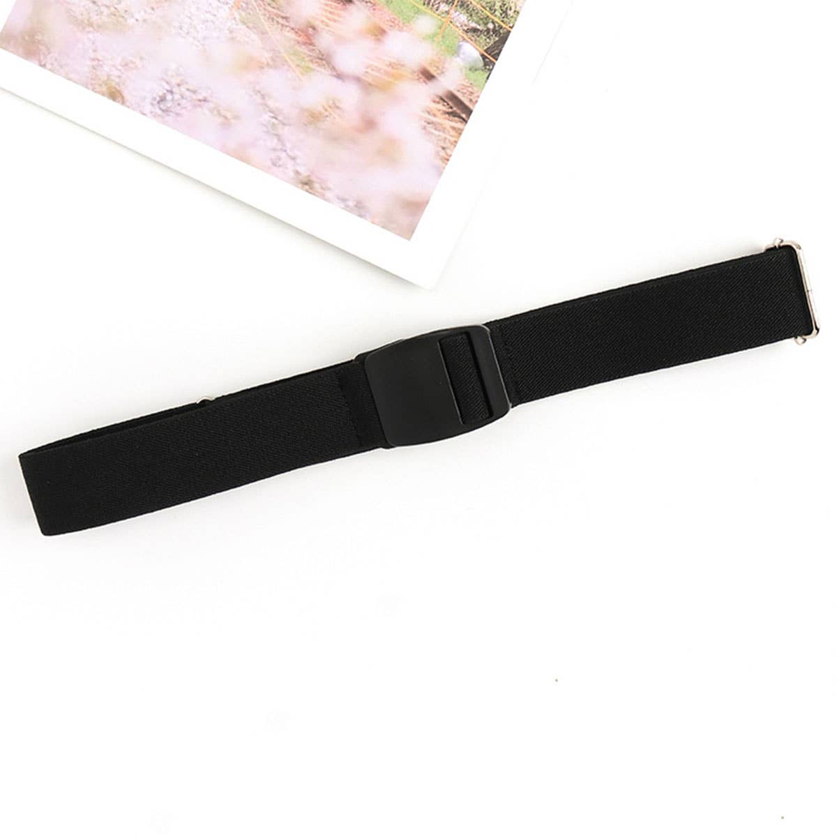 SOLID WOVEN BUCKLELESS ELASTIC WAISTBAND_CWABE0674