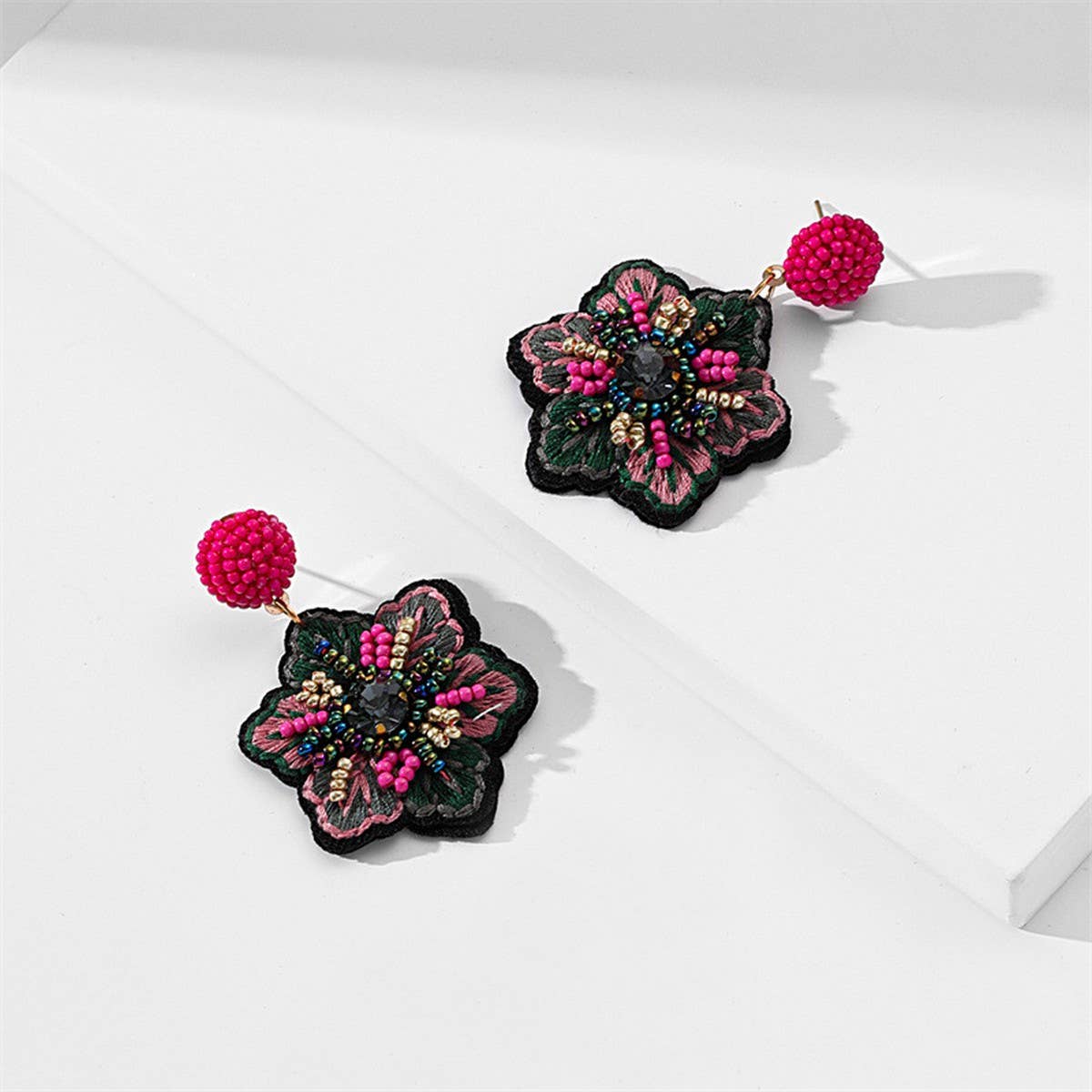 HANDMADE BEADED EMBROIDERY EARRINGS BOHO STYLE_CWMM6186