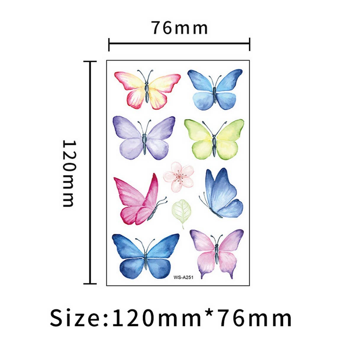 Waterproof Kids Cute Watercolor Butterfly Tattoos_Cwmm8255