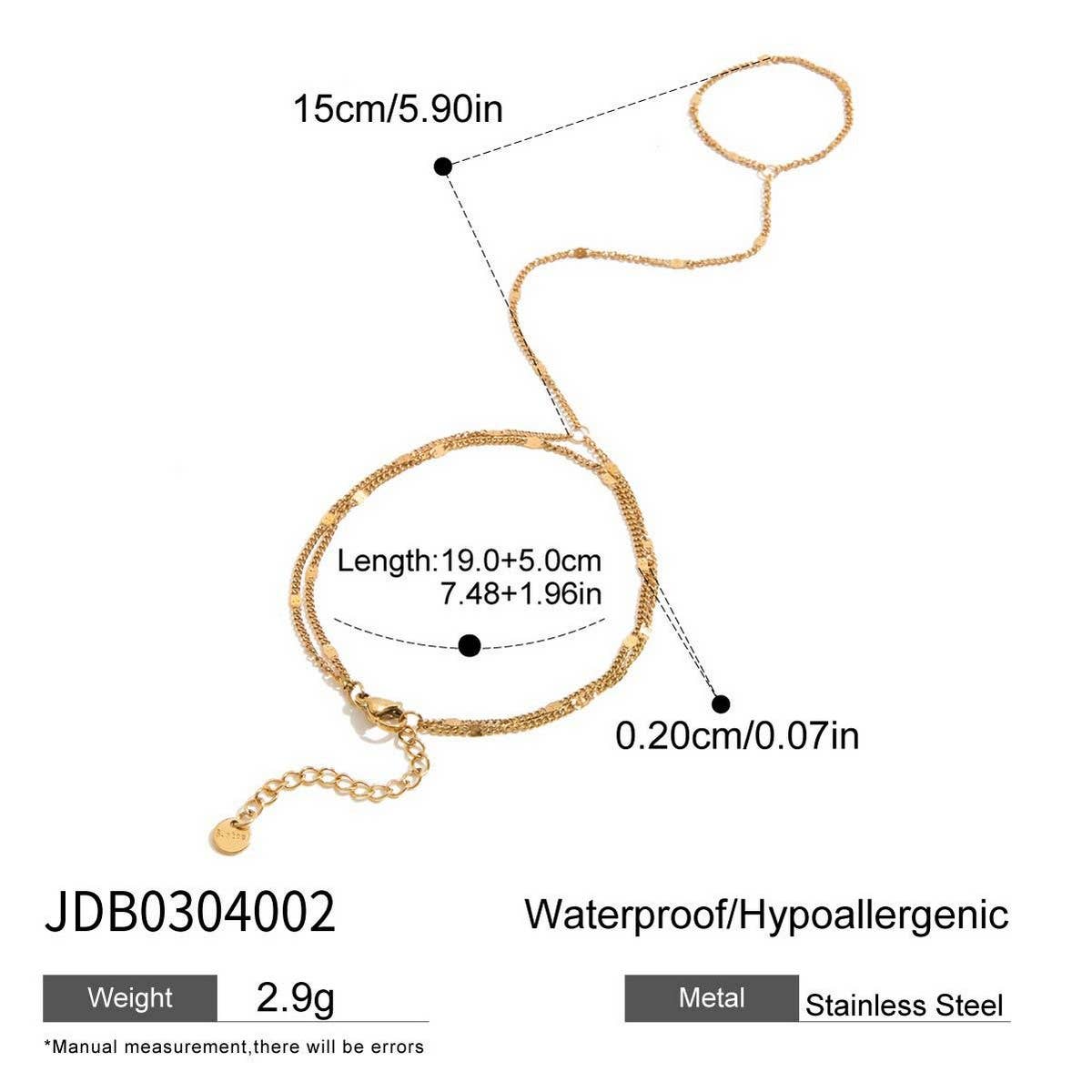 18K GOLD DOUBLE LAYER CHAIN RING BRACELET_CWAJE4640