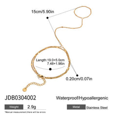 18K GOLD DOUBLE LAYER CHAIN RING BRACELET_CWAJE4640