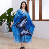 PLUS SIZE BUTTERFLY PRINT BEACH COVER UP DRESS_CWMM6199