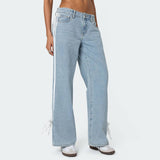 Wide-Leg Straight Leg Jeans With Side Stretch