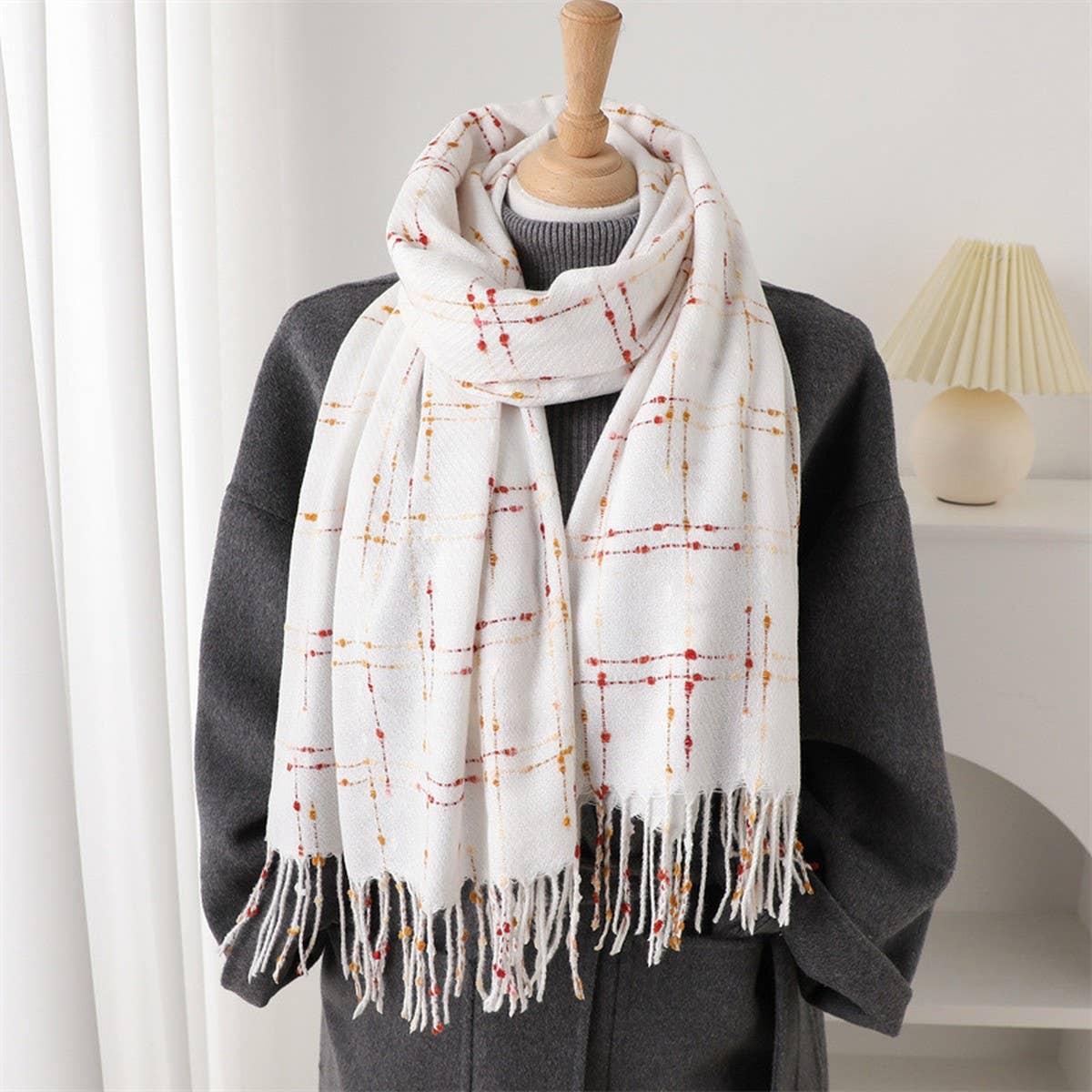 LIGHTWEIGHT KOREAN STYLE FRINGE WINTER SCARF WRAP_CWASC2780