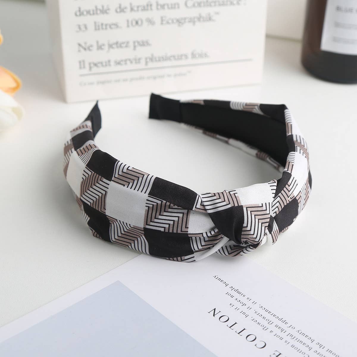 SIMPLE NEW STYLE PLAID KNOTTED HEADBAND_CWAHA1715