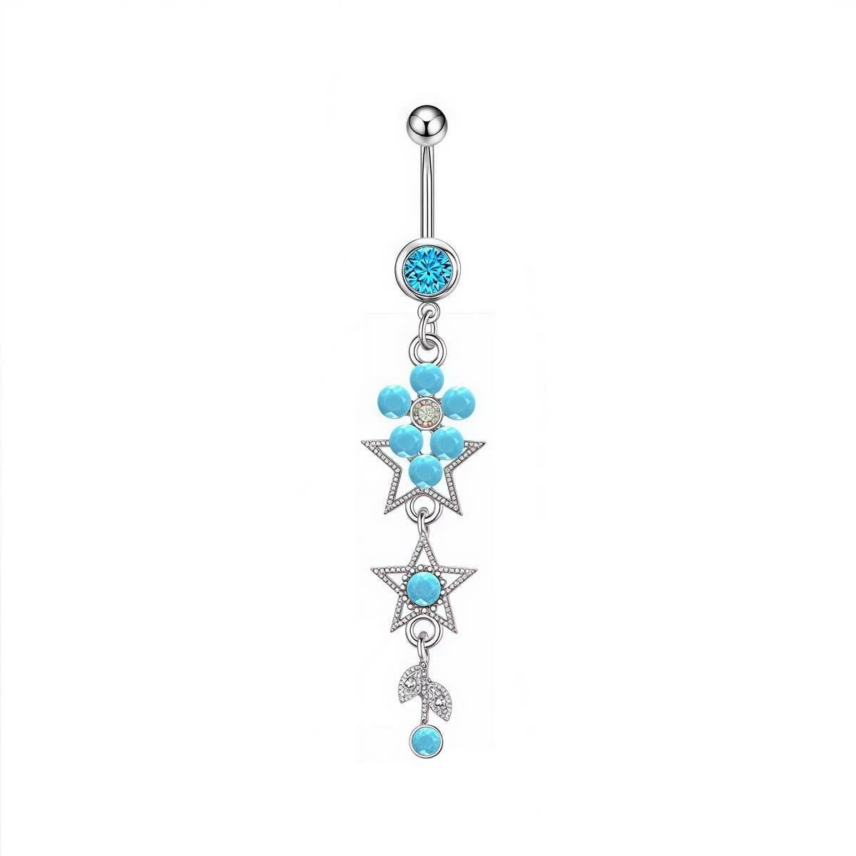 5PCS BLUE TURQUOISE BELLY BUTTON RINGS SET_CWMM9452