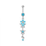 5PCS BLUE TURQUOISE BELLY BUTTON RINGS SET_CWMM9452