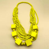 Wooden Beads Wood Geometric Necklace_Cwmm4956