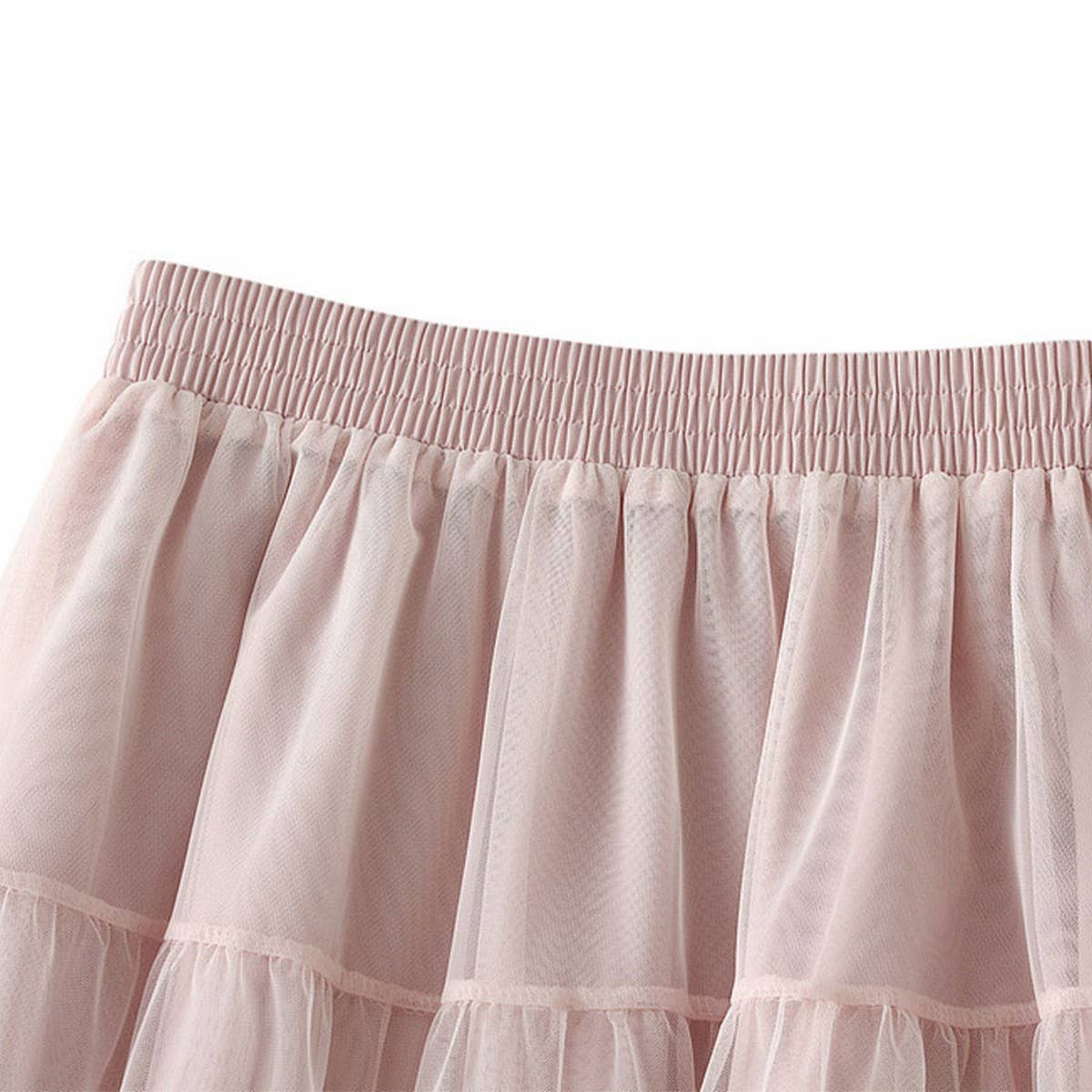 Vintage Pleated Lace Trim Tulle Maxi Skirt_Cwbms0348