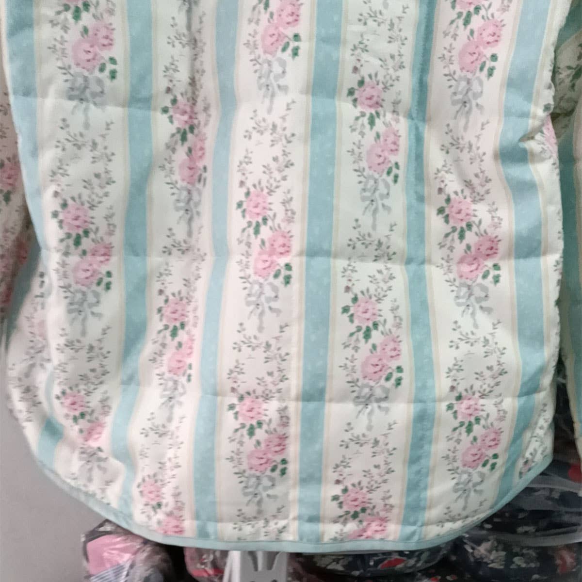 STRIPED FLORAL PRINT LOOSE QUILTED JACKET_CWOJA1552