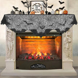 HALLOWEEN MANTEL BAT LACE TABLE RUNNER_CWMM1725
