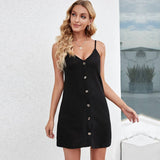 Style Single-Breasted One-Piece Halter Dress