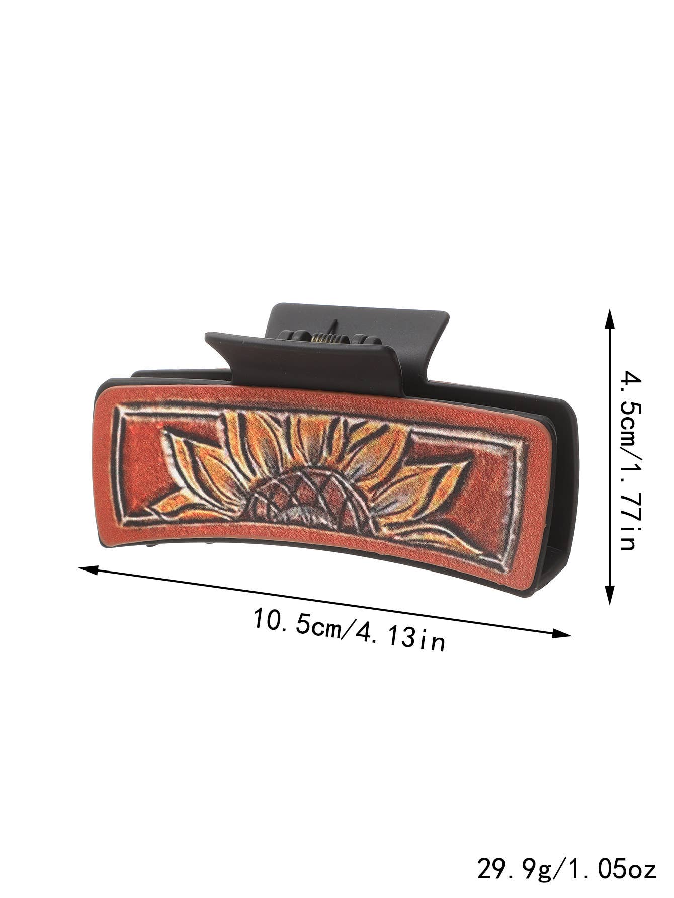 SUNFLOWER PU LEATHER HAIR CLAW WESTERN STYLE_CWASC1618