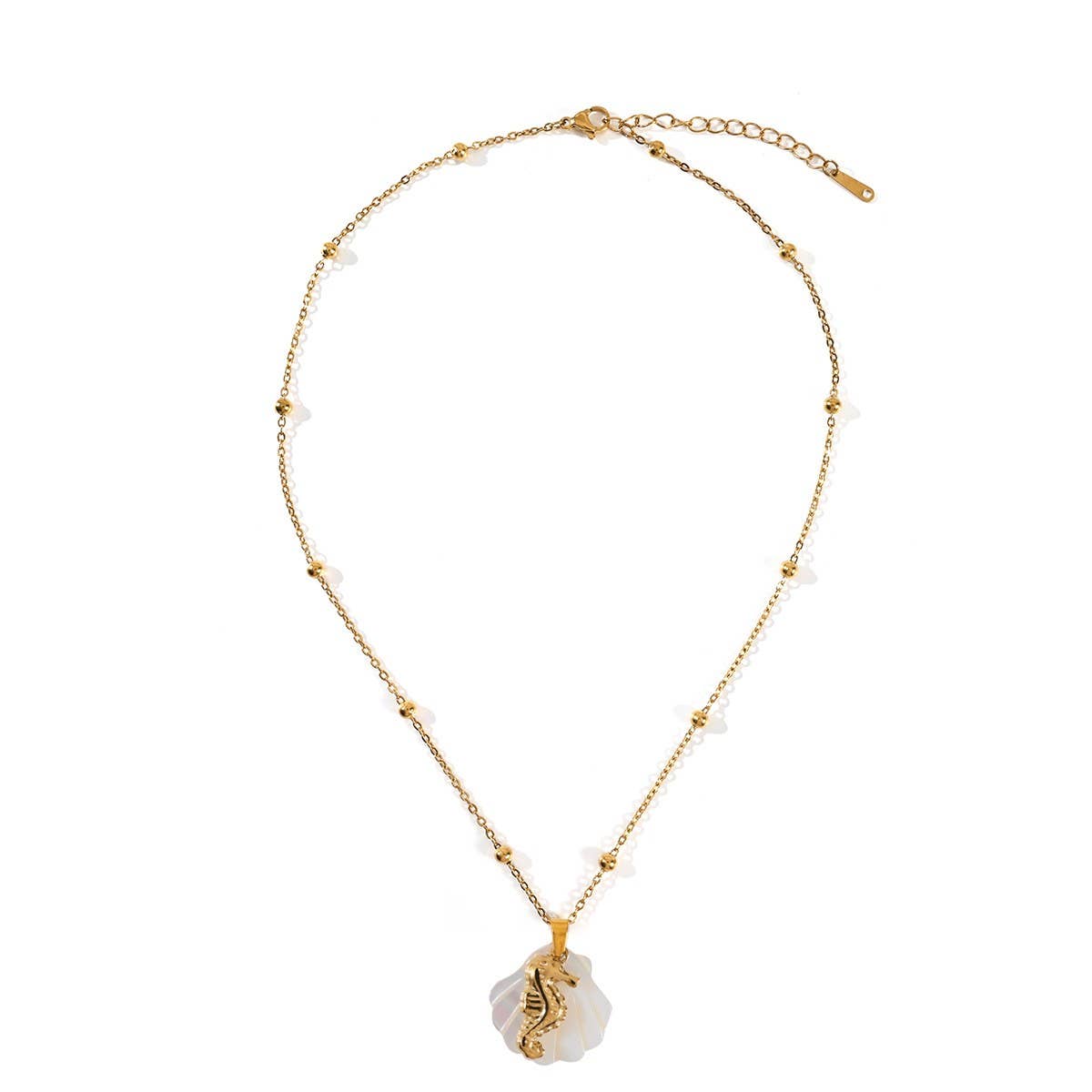 SUMMER BEACH STEEL SHELL STARFISH NECKLACE_CWMM8862