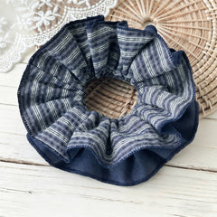 Blue Stripe Denim Scrunchie Retro Style_Cwaha07612