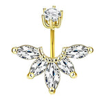 NEW ANGEL WINGS CZ BELLY RING WITH PRONG SETTING_CWMM9242