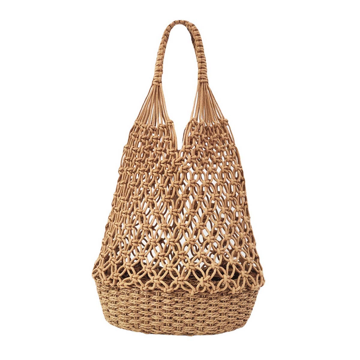 RETRO HOLLOW COTTON ROPE WOVEN BUCKET BAG_CWAB1969