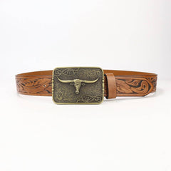Western Cow Head Belt Buckle With Delicate_Cwabe0419