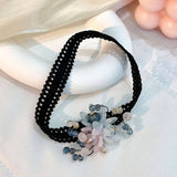 HANDMADE CRYSTAL FLOWER ANKLET BOHO FABRIC DESIGN_CWMM6353