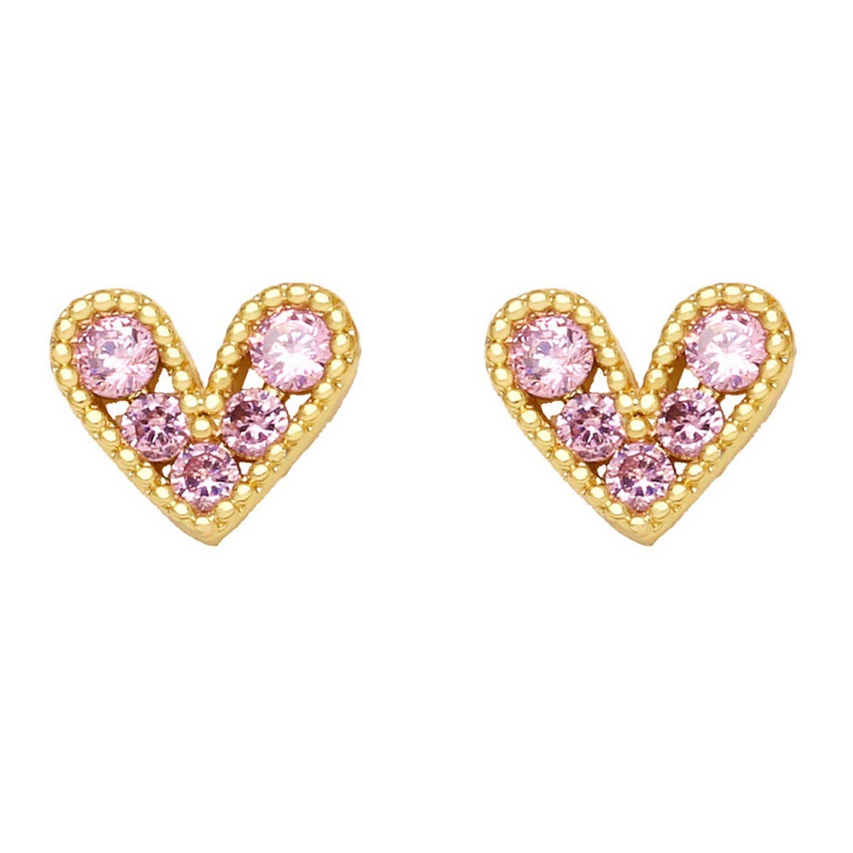 MINI COLORED ZIRCON HEART SHAPED EARRINGS_CWAJE0974