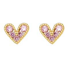 MINI COLORED ZIRCON HEART SHAPED EARRINGS_CWAJE0974