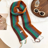 Rainbow Stripe Knit Winter Tassel Scarf_Cwasc02961