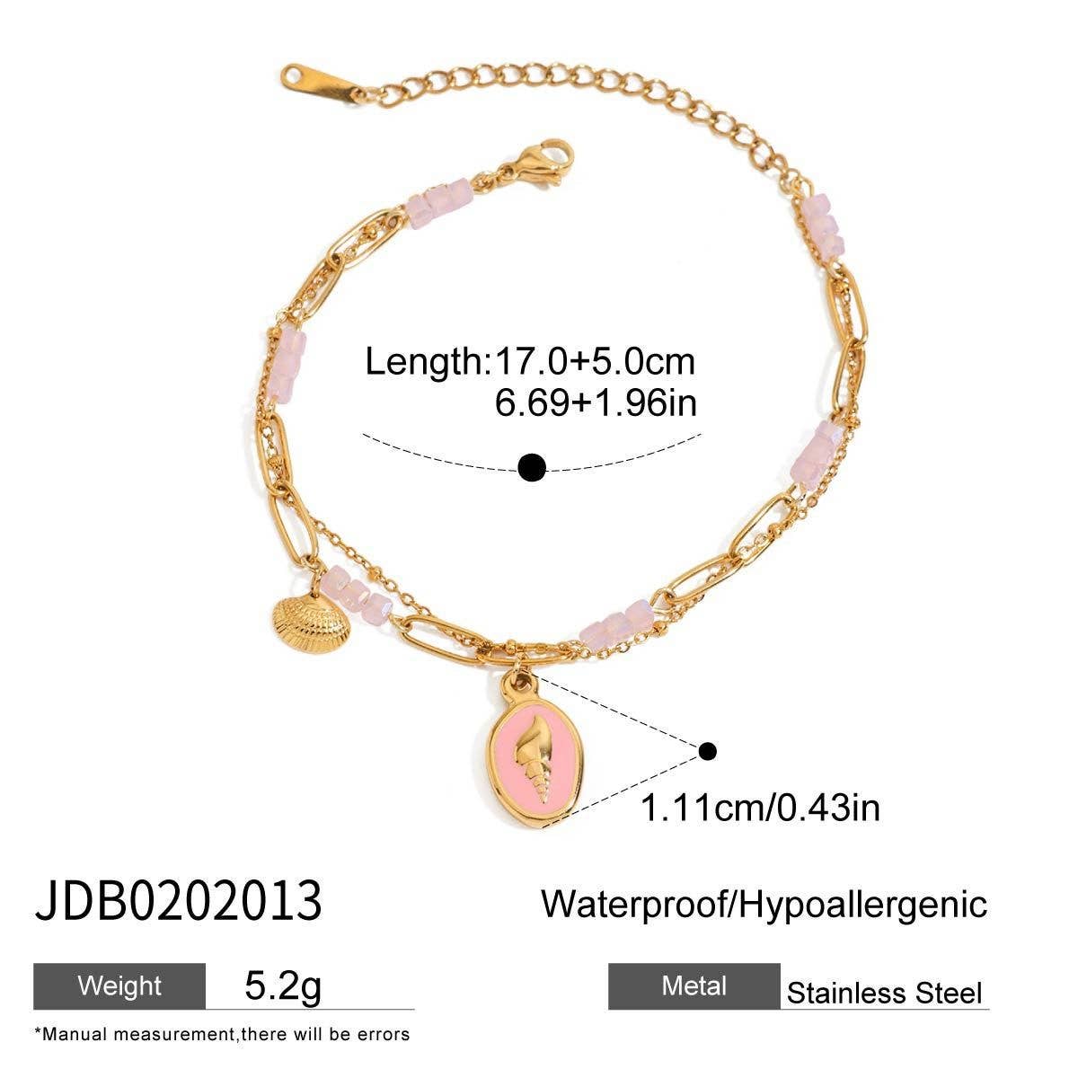 18K GOLD SHELL PEARL CHARM BRACELET_CWAJE4626