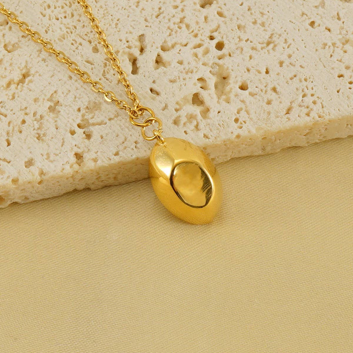 18K GOLD INGOT SET WITH PEARL PENDANT NECKLACE_CWAJE0693