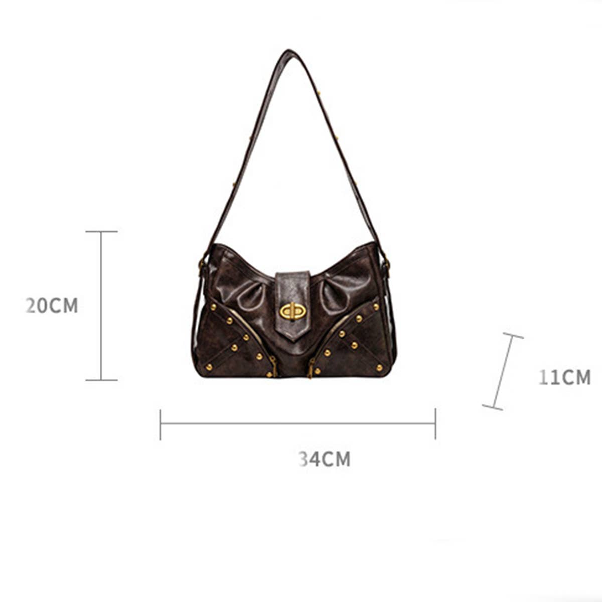 Retro Rivet Large Capacity Shoulder Bag_Cwab1580