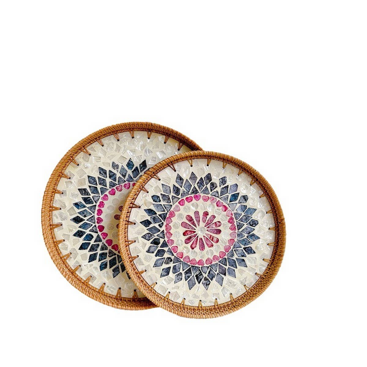 RATTAN SHELL BASKET STORAGE BASKET TRAY_CWMM4543