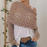 CABLE KNIT INFINITY SCARF WITH SLEEVES FOR FALL _CWASC1537