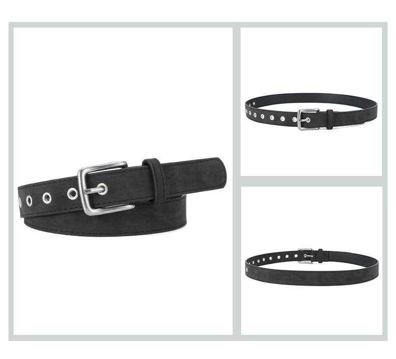 Frosted Textured Pin Buckle Pu Belt