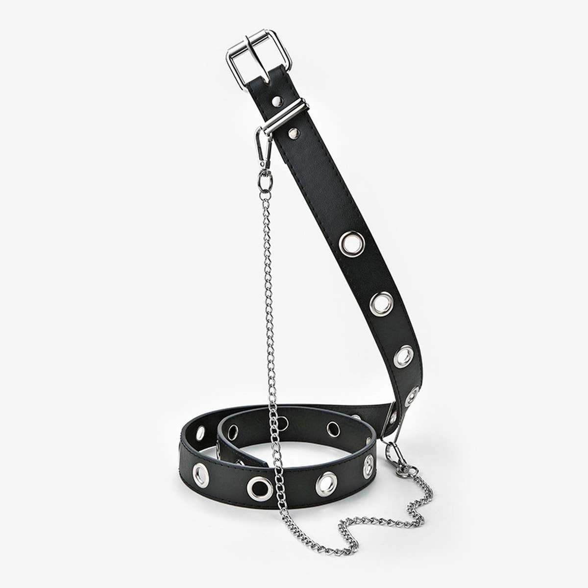 Versatile Casual Black Chain-Decorated Belt_Cwabe0573